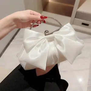 2024 RB96 borse da ballo per festa nuziale da sposa borse da ballo eleganti da donna bianche a catena borse pochette con fiocco - Product Image 1