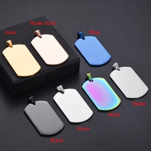 Pendentif rectangulaire vierge en acier inoxydable pour carte d'identité de chien, 7 couleurs, accessoires de bijoux gravables pour l'identification DIY, vente en gros - Product Image 2