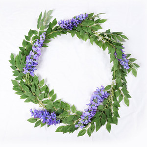 Guirlandes de glycine artificielle raffinée à double pétales en soie, plantes suspendues pour décoration de mariage et d'extérieur, décoration intérieure - Product Image 5