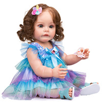55cm Vollsilikon Lebensechte Babypuppe Kleinkind Suesue Wasserabweisend Lockiges Haar Kinder 4-6 Jahre Alt Einzelstück Direktversand