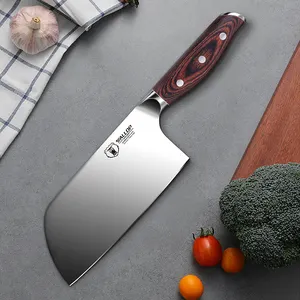 Couteau à découper les légumes de 7 pouces couteau de couperet de cuisine en acier inoxydable allemand avec manche en bois Pakka