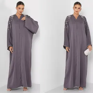Groothandel Winterjas Saudi Linnen Natie Van Islam Kleding Jalabiya In Uk Simpel Geplooide Marokkaanse Vlakte Bescheiden Abaya Voor Vrouwen