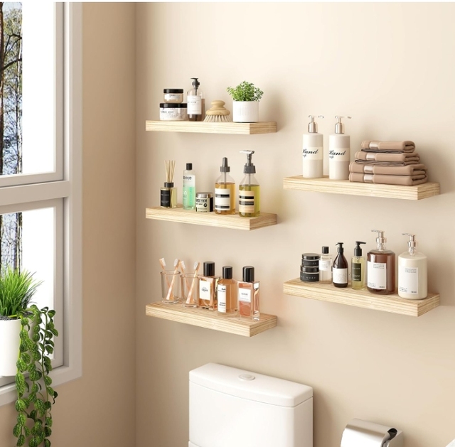Solid Wood Display Frame Eco-Friendly Bedroom & Living Room Wall Hanging Floating Wall Shelf with Wooden Frame