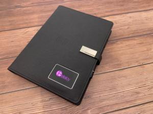 Top PU Leather Notebook Power Bank Notepad with Wireless Charger and 8G USB Flash with <b>Book</b> Lamp and LED logo for Gifts Idea - Product Image 2