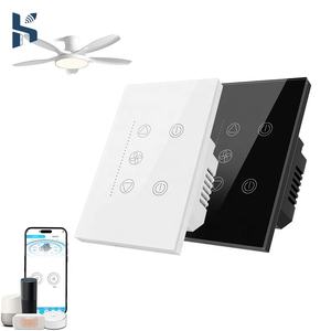 Ventilador de Techo Inteligente Tuya con WiFi + 2 Interruptores de Luz, Estándar Estadounidense, Panel Táctil de Vidrio de 3 Grupos, Compatible con Alexa y <span class=keywords><strong>Google</strong></span> Home - Product Image 1