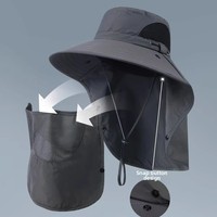 Gorra Protectora Facial WRELS, Gorro de Pescador Personalizado con Protección Solar, Visera Transpirable, Protección UV, Gorro de Verano con Borde Ancho y Máscara Facial