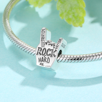 Breloques de styliste en argent Sterling 925, perles de Rock et Hip Hop, crâne, guitare, pendentif, bijoux adaptés pour Bracelets, collier pour femmes, nouvelle collection