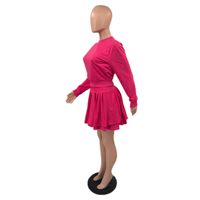 Ensemble de vêtements pour femmes, haut à manches longues et jupe mini plissée, imprimé numérique tendance, streetwear décontracté, 2 pièces