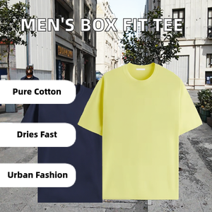 100% algodón estambre peso pesado gota hombro camiseta hombres de gran tamaño recortado Boxy Fit Streetwear en blanco logotipo personalizado impreso - Product Image 2