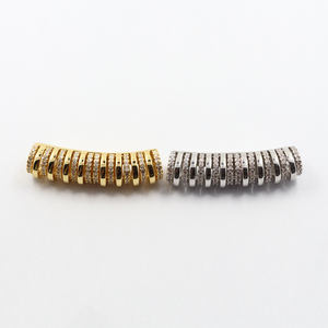 쥬얼리 스페이서 컬럼 목걸이 디바이더 스페이서 비즈, 마이크로 파베 다이아몬드 비즈 로즈 골드 바 튜브 팔찌 스트랜드 디바이더 - Product Image 4