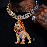 Promotion Collier Pendentif Tête de Lion en Argent Sterling 925 avec Moissanite VVS Personnalisée, Bijoux Hip Hop Iced Out pour Hommes, Idéal pour Soirées et Cadeau