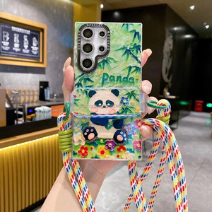 Bambou <span class=keywords><strong>Panda</strong></span> Paillettes Diamant Jolie Samsung S24 Ultra Téléphone Cas PC Étincelant Métal Lentille Couverture Samsung S23 S22 FE Pro Max - Product Image 3