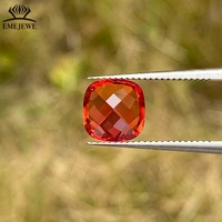Batu Permata Safir Oranye Sunset Potongan Cushion EMEJEWE Bersertifikasi AGL, Efek Warna-warni untuk Perhiasan Mewah Grosir, Hasil Laboratorium