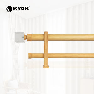 Barra de Cortina KYOK con Textura de Madera y Extremo Cuadrado de Cristal, Moderna y Elegante para Hogar u Oficina - Product Image 4