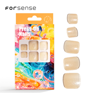 Chine Conceptions simples d'été Fake Foot Nail Tips White Glitter Toe Press on Nails Nude clear False Nail Art for Toe Fabricants - Product Image 1