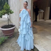 Nouvelle Robe Longue Femme Printemps-Été à Fleurs 3D, Dos Nu et Volants, Idéale pour les Vacances