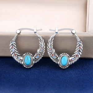 Boucles d'oreilles pendantes en pierre verte pour femmes, style bohème, bijoux de mode pour banquets - Product Image 3