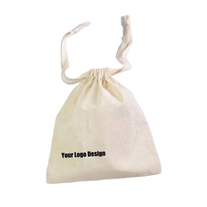 Vente en gros de petites pochettes cadeaux en coton avec cordon de serrage, sacs en tissu de coton doux personnalisés, anti-poussière, pour l'emballage de bijoux et de cadeaux - Product Image 1