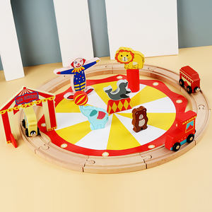 ชุดของเล่นไม้รางรถไฟละครสัตว์สำหรับเด็กเล็ก - อุปกรณ์เสริมสัตว์และตัวตลกหลากสีสัน ของเล่นเสริมพัฒนาการสำหรับเด็กเล็กที่ปลอดภัย - Product Image 4