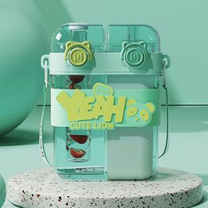 New Children's Double Straw Sports Water Bottle 760ml Large Capacity Portable Strap Eco-Friendly Plastic Custom Logo Option for - Product Image 3
