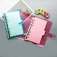 Protège-cahier A5/A6 en PVC coloré à étoiles, rechargeable, avec 6 anneaux, classeur à feuilles mobiles, pochettes transparentes en PVC