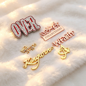 Custom Private Brand Metal <b>Name</b> Labels Own Logo Sew-on Metal <b>Tags</b> Customized Metal Emblems for Fashion Brand Apparel - Product Image 2