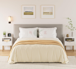 Mesita <span class=keywords><strong>de</strong></span> <span class=keywords><strong>noche</strong></span> moderna <span class=keywords><strong>de</strong></span> mediados <span class=keywords><strong>de</strong></span> siglo, blanca, con cajón <span class=keywords><strong>de</strong></span> almacenamiento <span class=keywords><strong>y</strong></span> estante abierto, mesita <span class=keywords><strong>de</strong></span> <span class=keywords><strong>noche</strong></span> con ribete dorado para dormitorio - Product Image 2