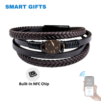 Bracelet NFC chaîne en cuir de coquille de noix de coco boucle magnétique verset biblique quotidien cadeau NFC marron OEM/ODM contrôle d'accès RFID
