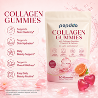 Gummies de collagène aux peptides saveur baies, 60 unités, complément beauté, emballage personnalisé, vente en gros avec vitamine C et calcium