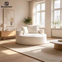 Eafurn Chaise longue monoplace surdimensionnée 55,5 pouces avec porte-gobelets, mousse haute densité, dossier et assise profonds sans armature, en tissu