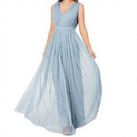 Robes de Demoiselle d'Honneur Élégantes à Taille Empire, Sans Manches, Col en V, Drapées, Plissées Modernes, Antistatiques, Respirantes, Infroissables, Grandes Tailles