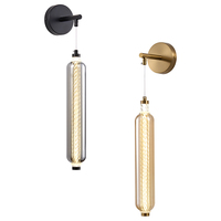 Promotion Applique Murale en Verre pour Couloir, Lampe Murale LED Nordique Moderne, Abat-jour Fumé/Ambre Minimaliste, Cadre en Fer, pour la Maison