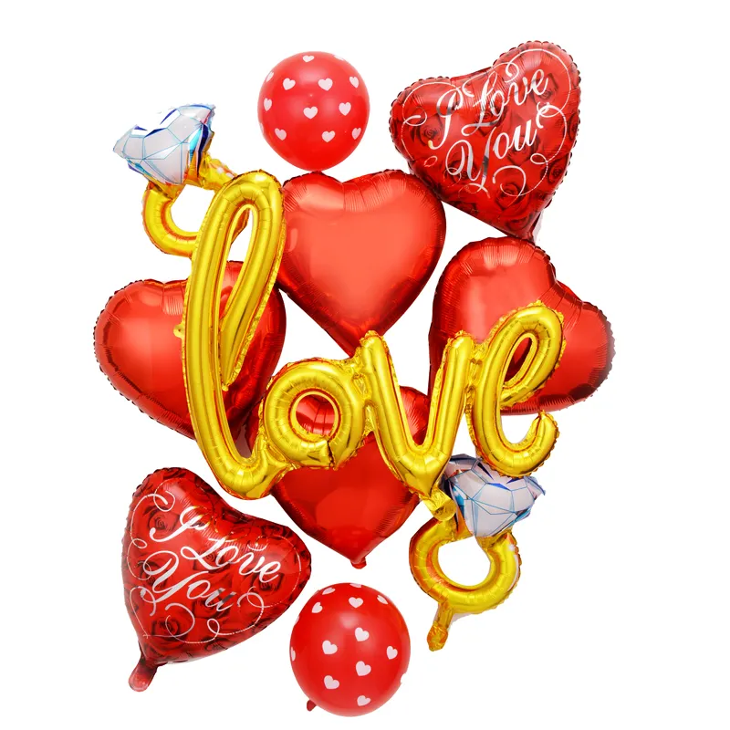 Hot Selling Heart Printing Balloon Love Theme Foil Latex Balloon Valentines Day Wedding Party Decorations Valentine balloons set