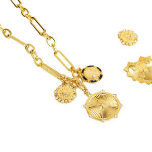 Collier en cuivre plaqué or perlé, design paysage solaire, niche, hip hop, clavicule, cadeau d'anniversaire pour fille, offrir à une fille, bijoux pour femme - Product Image 1