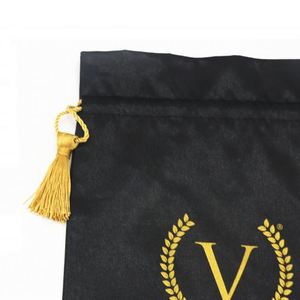 Sac d'emballage personnalisé avec logo pour cheveux, sac en satin de soie avec cordon de serrage - Product Image 4