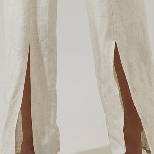 Mono de lino transpirable de alta calidad, lujoso y a la moda, con cuello halter en V profundo, holgado y de pierna ancha, personalizable. - Product Image 5