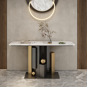 Mesa Consola Moderna de Metal y Madera para <span class=keywords><strong>Pasillo</strong></span> con Almacenamiento Iluminado para Pasillos Estrechos y Entradas de Casa - Product Image 1