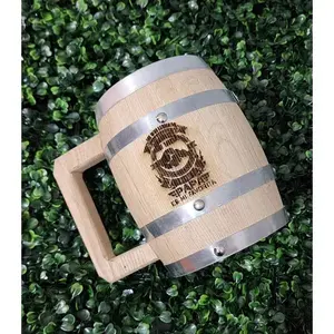 Taza de Barril de Roble de 700ml con Interior de Aluminio Ecológico, con Tapa y Pajita para Cerveza, Agua, Licores y Refrescos - Product Image 3