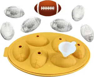 2023 새로운 도착 농구 럭비 공 모양 실리콘 초콜릿 베이킹 아이스 트레이 3D 럭비 미식 축구 아이스 큐브 금형