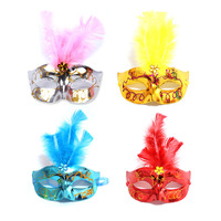 Masques de Mardi Gras pour femmes, demi-visage, avec plumes, en PVC, masques décoratifs pour Halloween