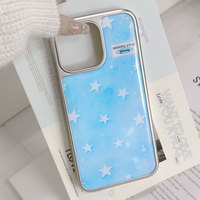 Coque de téléphone en résine époxy pour iphone16 16pro/promax 15 15promax/14Promax/14pro 14/13 13pro 12 11 Coque à bords argentés galvanisés