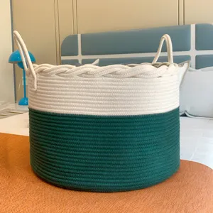 Hot Sale Cotton Rope Basket No Minimum Quantity Storage Basket Cheap Wholesale Cotton Rope Foldable Laundry Storage Basket
