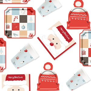 Juego de Vajilla Desechable DAMAI con Diseño Navideño de Santa Claus, Platos, Vasos y Servilletas de Papel para Decoración Navideña y Fiestas - Product Image 2