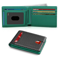 Harga pabrik dompet kulit PU desain ramping dengan RFID memblokir kartu fitur serat karbon produsen grosir