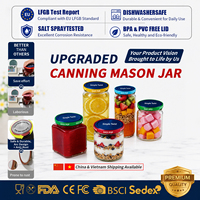 Bocal de conserve avec couvercle 500 ml, bocal en verre Mason avec couvercle à ouverture facile par torsion, pour sauce chili, miel, confiture, cornichons, OEM ODM 16 oz, 12 ensembles