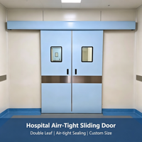 Puerta hermética automática de acero inoxidable para quirófano de hospital, con sensor de pie para sala limpia