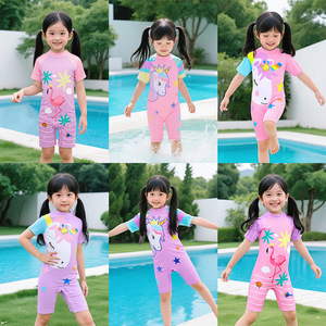 Traje de baño de una pieza para niñas, estampado de unicornio rosa, Upf 50, ropa de natación para niños de 4 a 8 años, traje para deportes acuáticos - Product Image 4