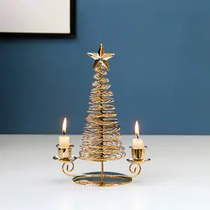 Gold Metal Pine Tree Christmas Tree Candle Holder Stand Cup Aromatherapy Stove For Home Decorative Ornaments