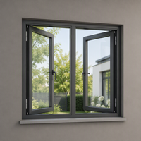 Ventanas Abatibles Modernas con Marco de Aluminio Negro, Ventanas Abatibles de Ahorro Energético para Hogares