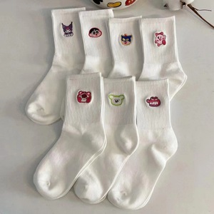 Japanese Style Cotton Casual <b>Socks</b> For Women Mid Calf Anime <b>Cartoon</b> Pattern Breathable Sports <b>Socks</b> - Product Image 1